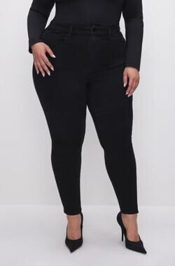 GOOD AMERICAN Always Fits Good Skinny Jeans 28-32 PETITE Black Mid Rise NWT